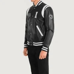 Liberte Illinois Black Leather Varsity Jacket
