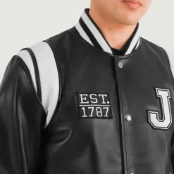 Liberte New Jersey Black Leather Varsity Jacket