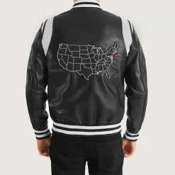 Liberte New Jersey Black Leather Varsity Jacket