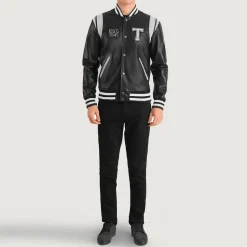 Liberte Texas Black Leather Varsity Jacket