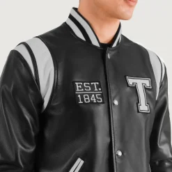 Liberte Texas Black Leather Varsity Jacket