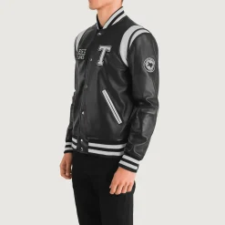 Liberte Texas Black Leather Varsity Jacket