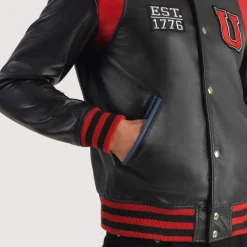 Liberte USA Black Leather Varsity Jacket