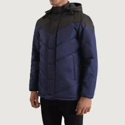 Luka Black & Blue Hooded Puffer Jacket