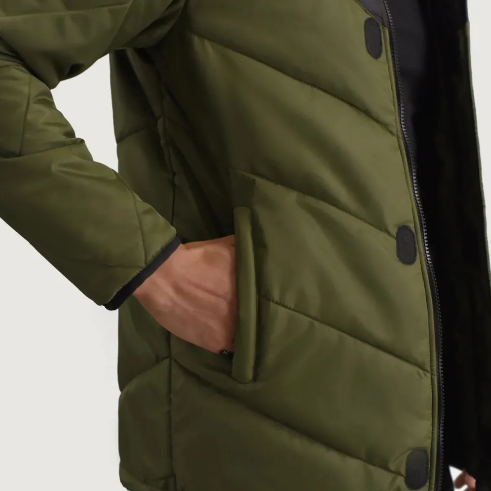 Luka Black & Green Hooded Puffer Jacket