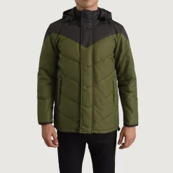 Luka Black & Green Hooded Puffer Jacket