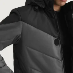 Luka Black & Grey Hooded Puffer Jacket