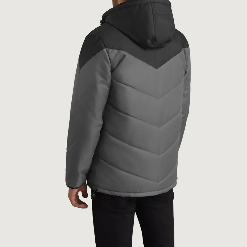 Luka Black & Grey Hooded Puffer Jacket