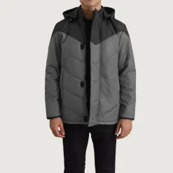 Luka Black & Grey Hooded Puffer Jacket