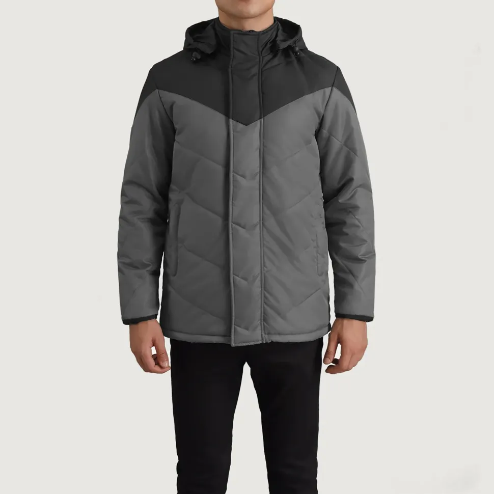 Luka Black & Grey Hooded Puffer Jacket