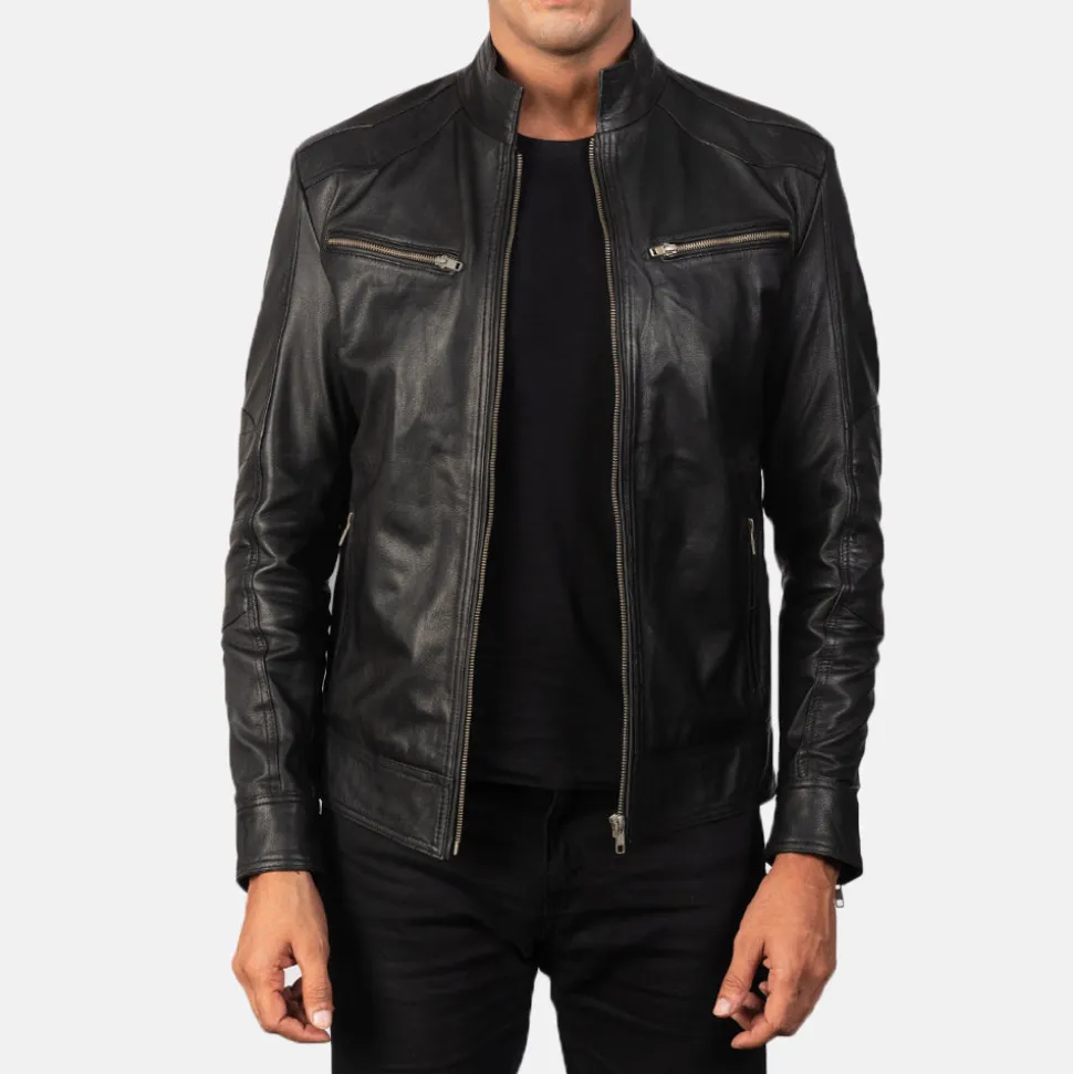Mack Black Leather Biker Jacket