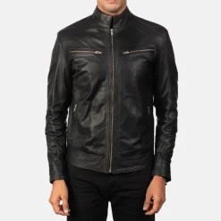Mack Black Leather Biker Jacket