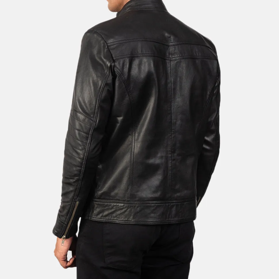 Mack Black Leather Biker Jacket