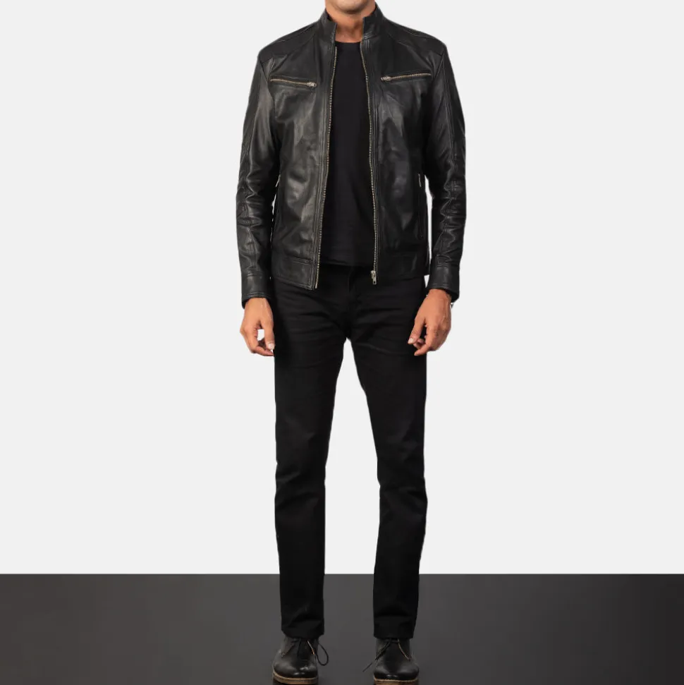 Mack Black Leather Biker Jacket