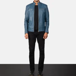 Mack Blue Leather Biker Jacket