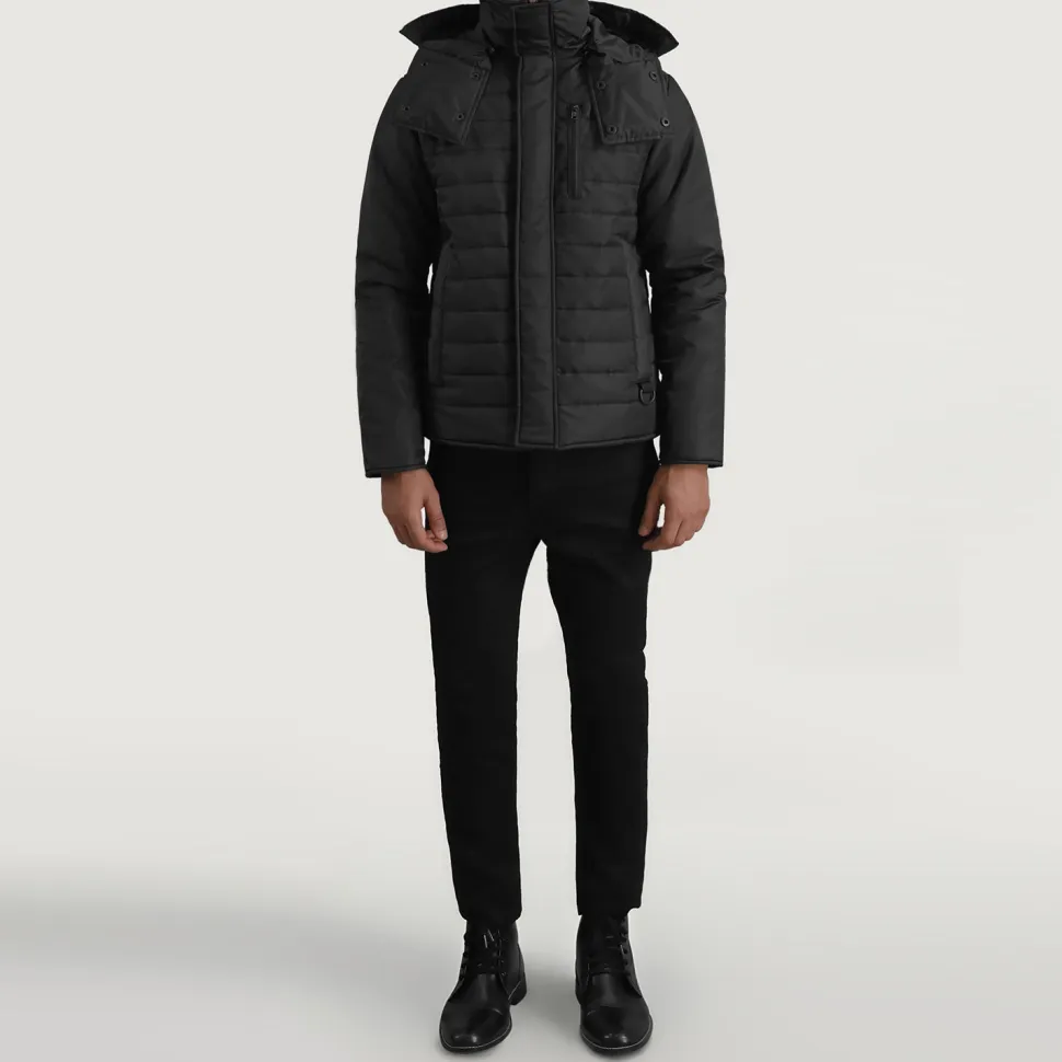 Malcolm Black Hooded Puffer Jacket