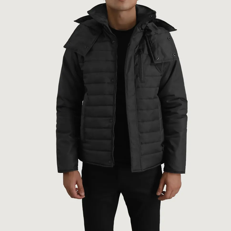 Malcolm Black Hooded Puffer Jacket