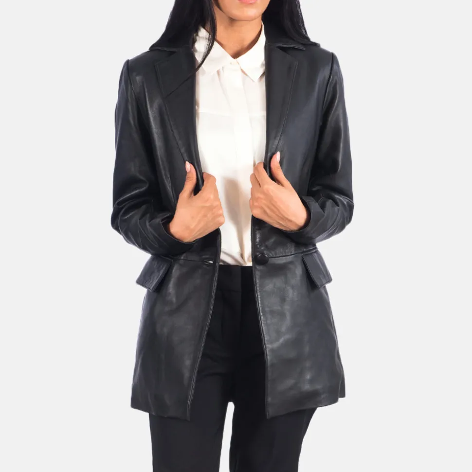 Marilyn Black Leather Blazer