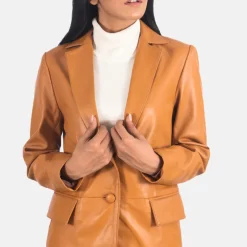 Marilyn Tan Brown Leather Blazer