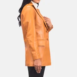 Marilyn Tan Brown Leather Blazer