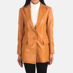 Marilyn Tan Brown Leather Blazer