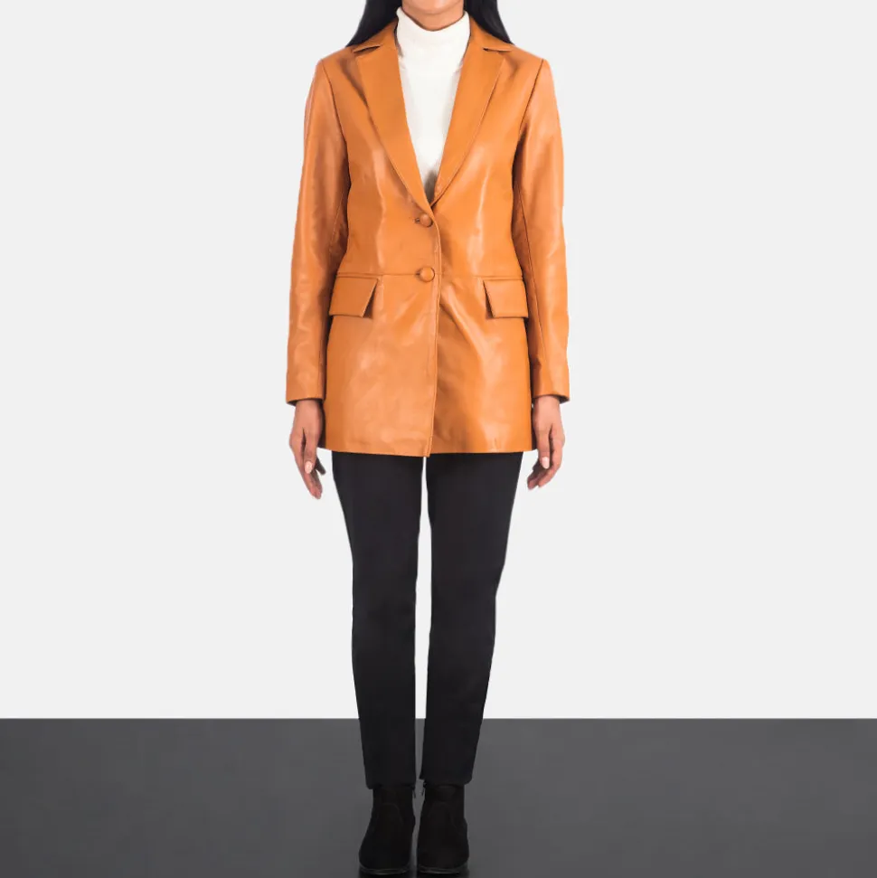 Marilyn Tan Brown Leather Blazer