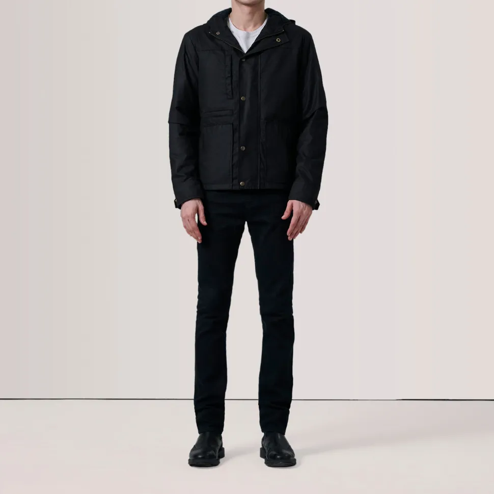 Marlo Black Canvas Hooded Work Jacket
