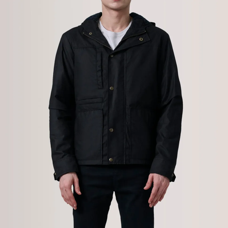 Marlo Black Canvas Hooded Work Jacket