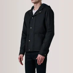 Marlo Black Canvas Hooded Work Jacket