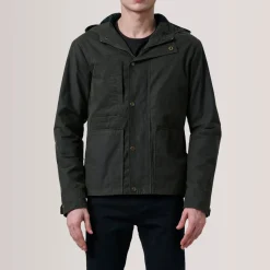 Marlo Olive Canvas Hooded Work Jacket