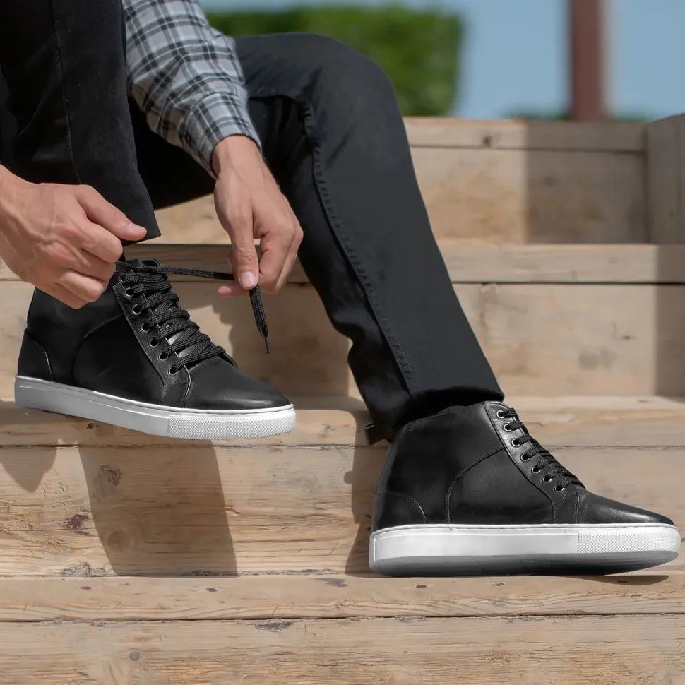 Marty High Top Black Leather Sneakers