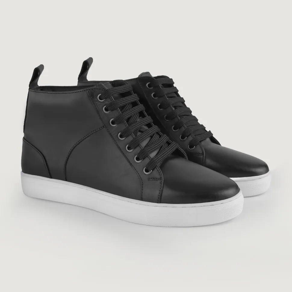 Marty High Top Black Leather Sneakers
