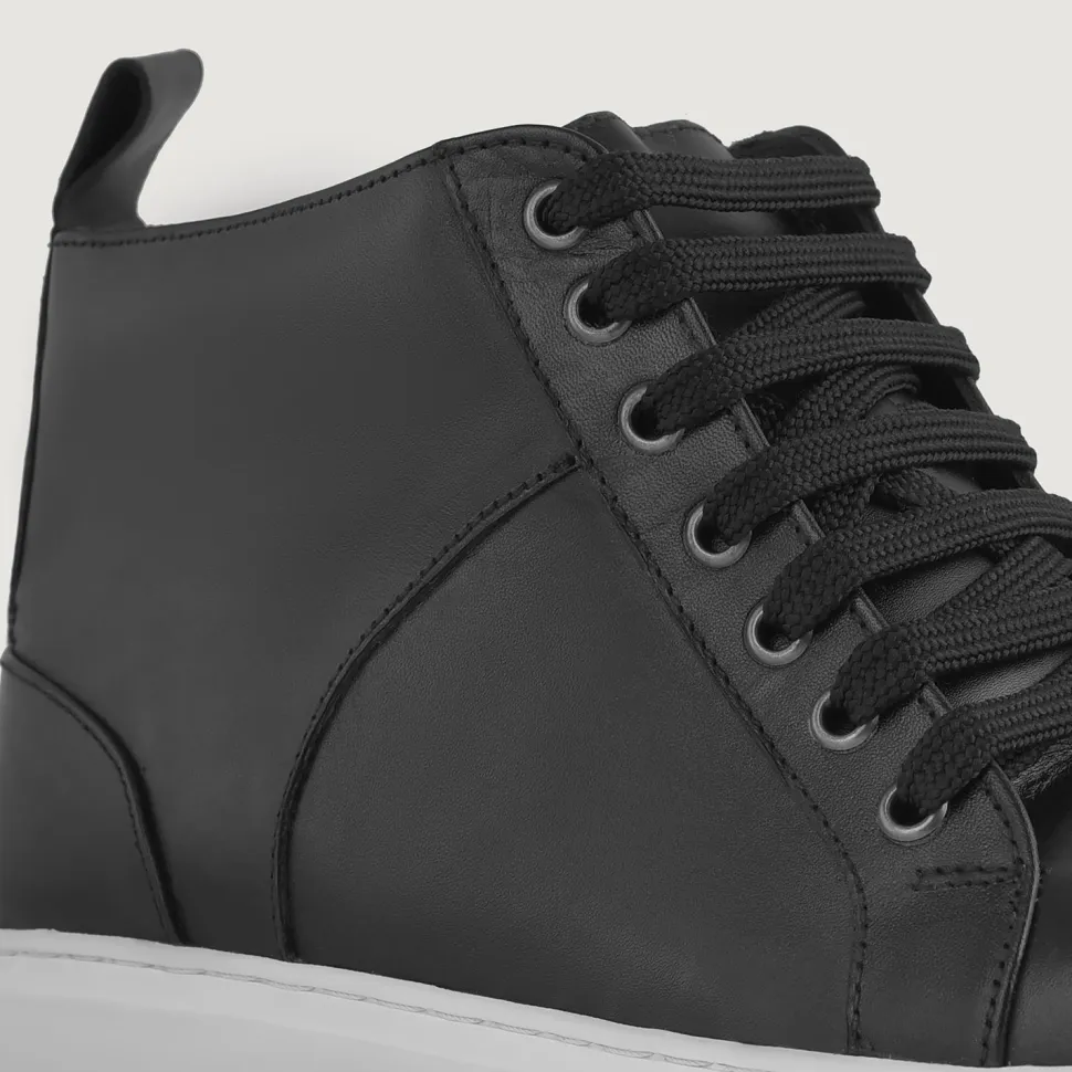 Marty High Top Black Leather Sneakers