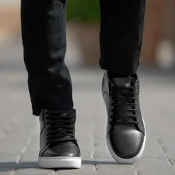 Marty High Top Black Leather Sneakers