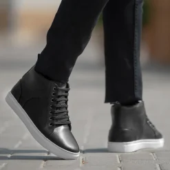 Marty High Top Black Leather Sneakers