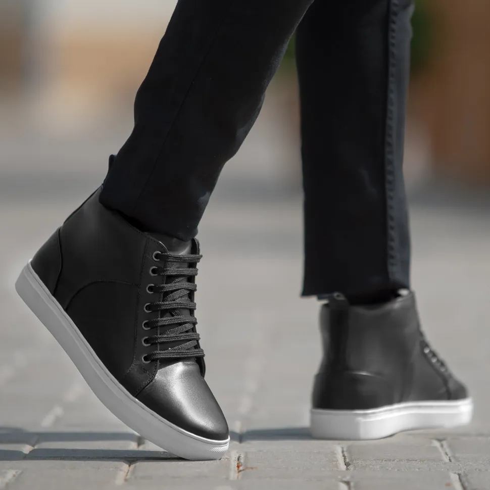 Marty High Top Black Leather Sneakers