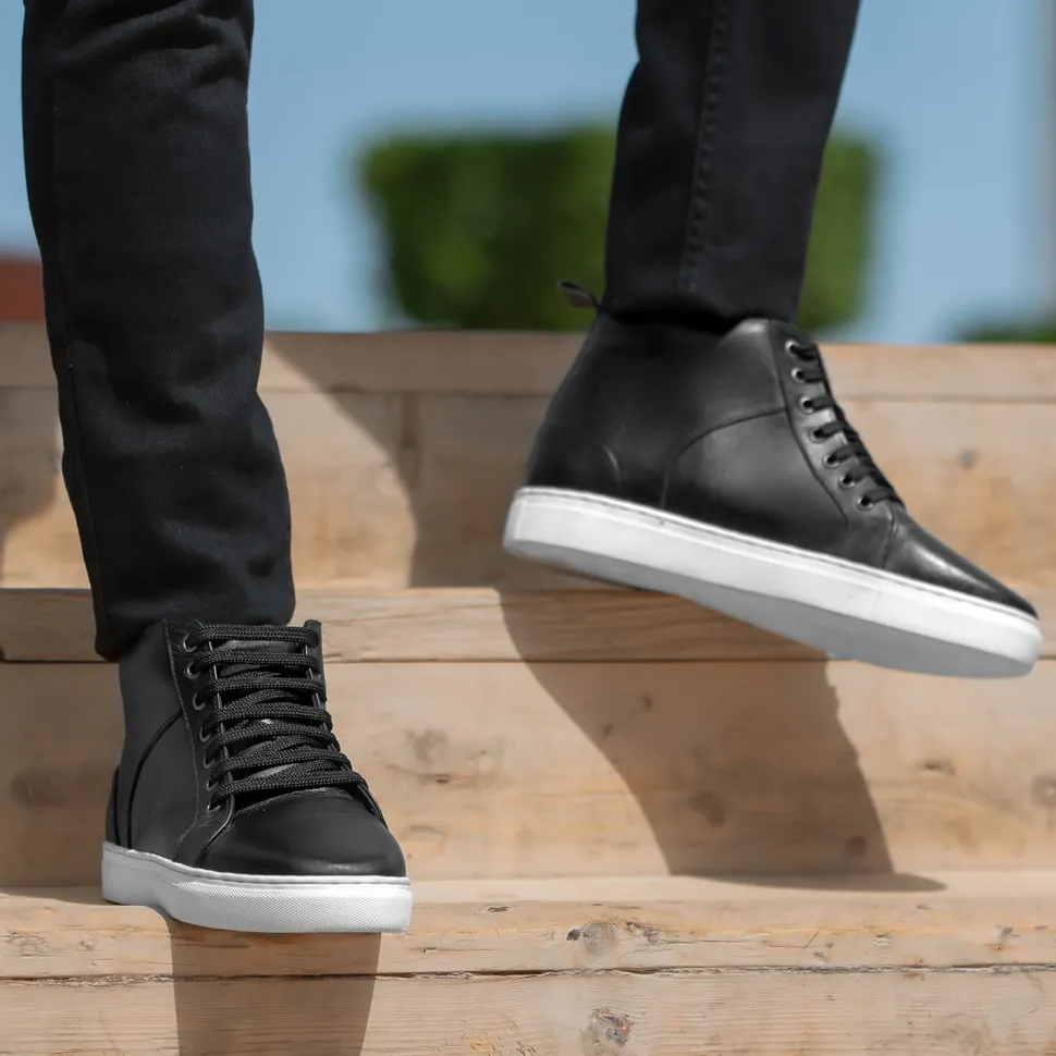 Marty High Top Black Leather Sneakers