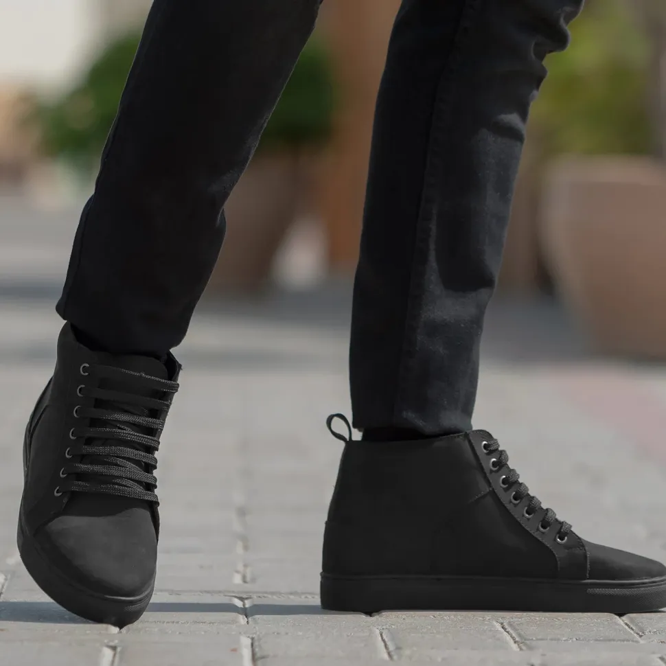 Marty High Top Black Nubuck Sneakers