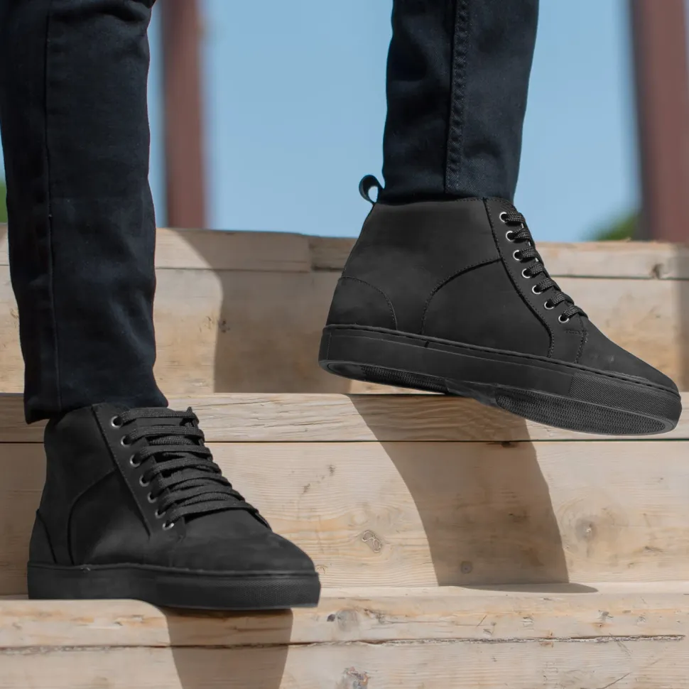 Marty High Top Black Nubuck Sneakers