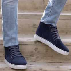 Marty High Top Blue Suede Leather Sneakers