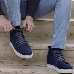 Marty High Top Blue Suede Leather Sneakers
