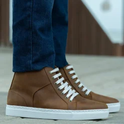 Marty High Top Burnt Copper Pullup Leather Sneakers