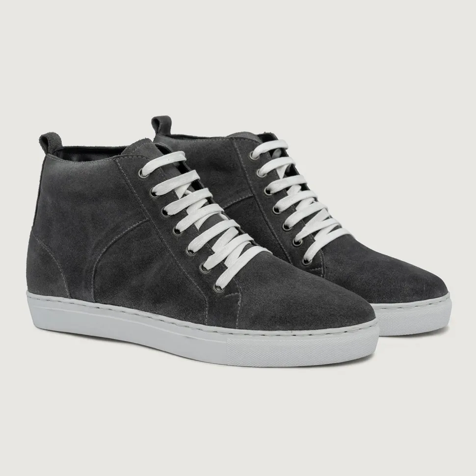 Marty High Top Grey Suede Leather Sneakers