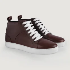 Marty High Top Maroon Leather Sneakers