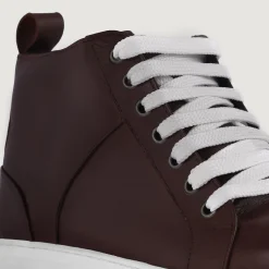 Marty High Top Maroon Leather Sneakers