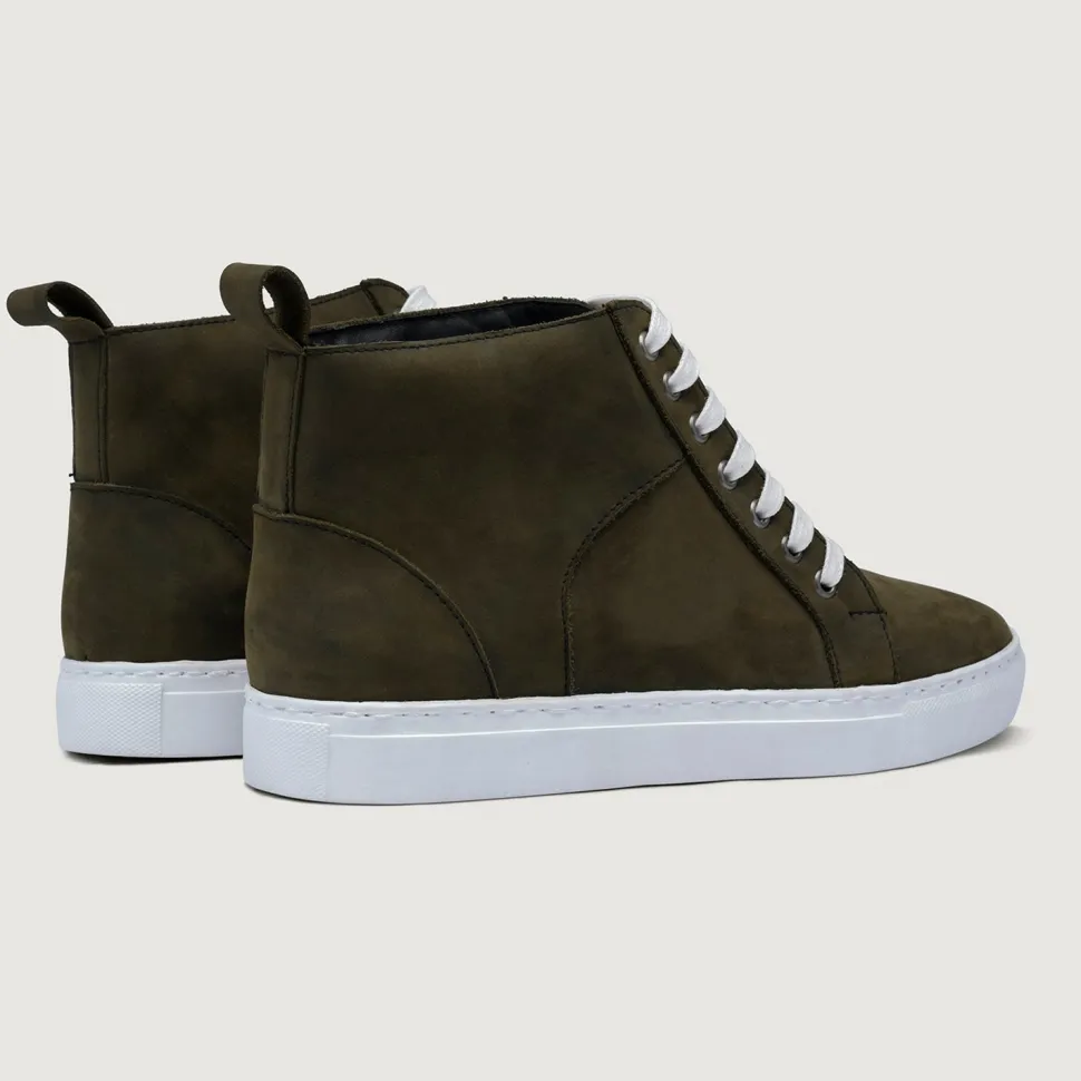 Marty High Top Olive Pullup Leather Sneakers