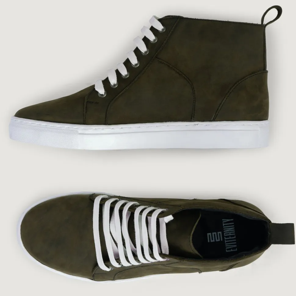 Marty High Top Olive Pullup Leather Sneakers