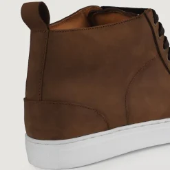 Marty High Top Pull-up Brown Leather Sneakers
