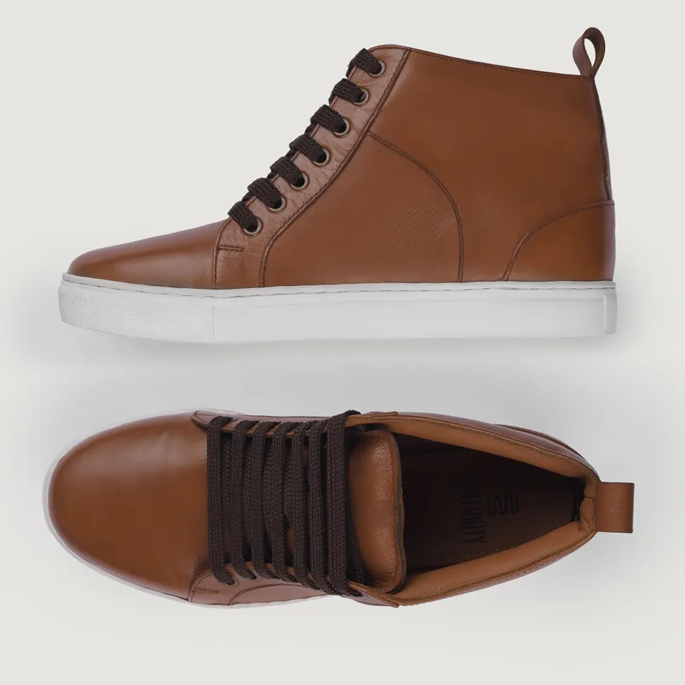 Marty High Top Tan Leather Sneakers