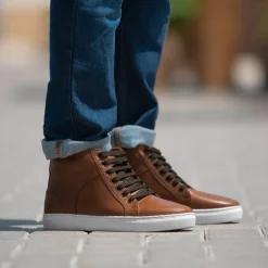 Marty High Top Tan Leather Sneakers